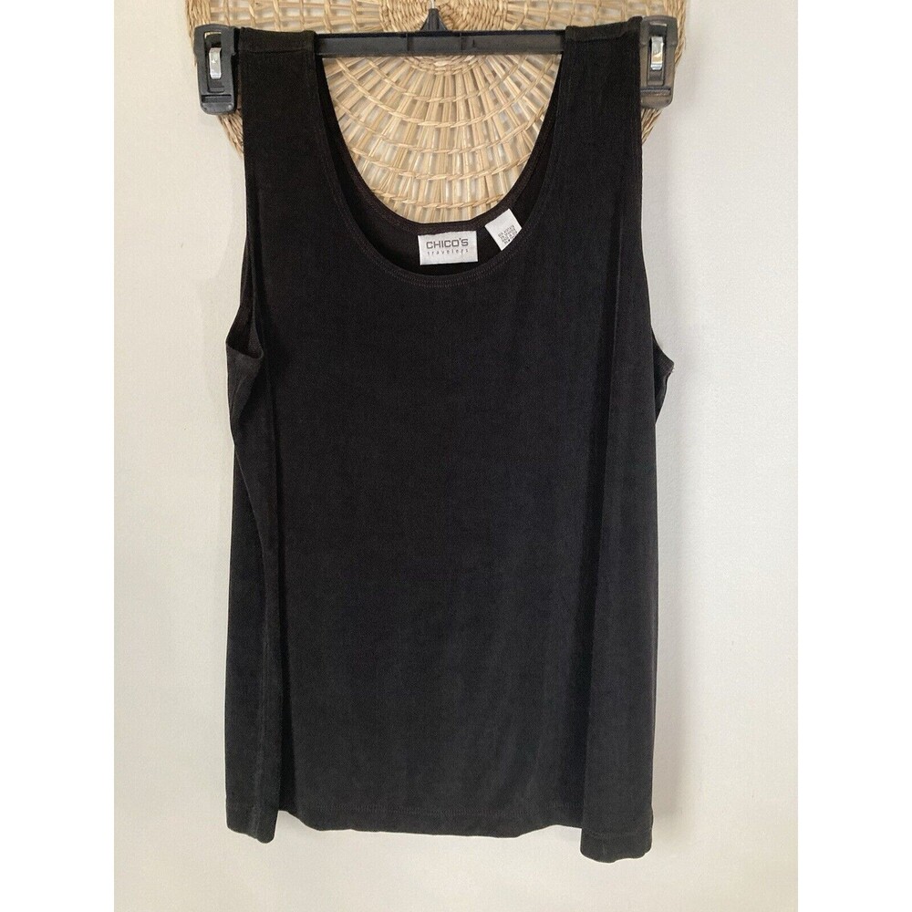 Chicos Travelers Tank Top Women's Size 3 (US XL) Black Wrinkle Free Slinky